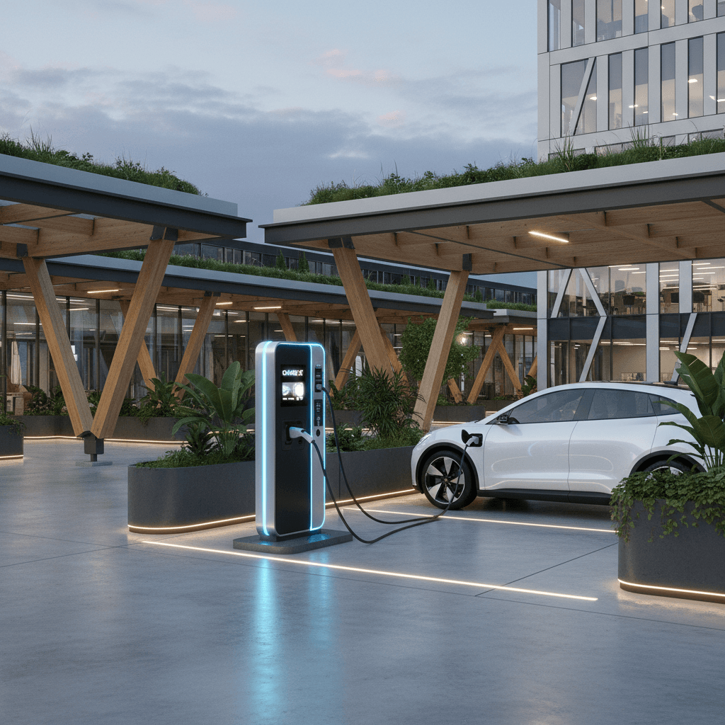Borne de recharge pour véhicule électrique installée
